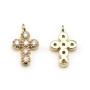 Cross with zirconium plated white gold on brass 6x10mm x 2pcs