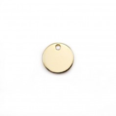 Charm to engrave, in round shape, plated by "flash" gold on brass 8mm x 4pcs
