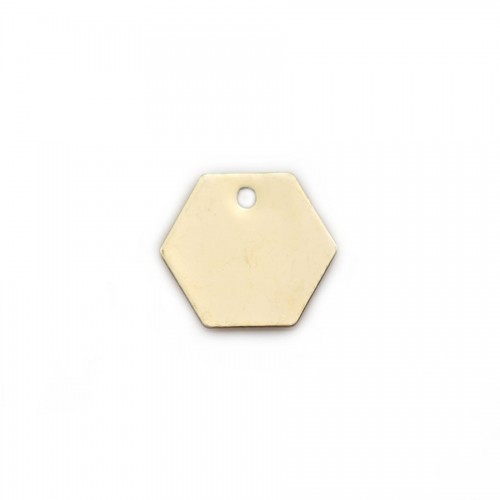 Breloque en forme hexagone, dorée sur laiton 10mm x 4pcs
