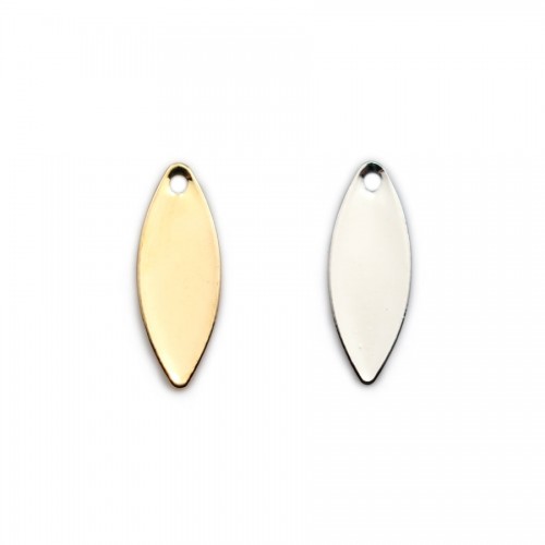 Charm in the shape of a oval, plated with "flash" gold brass 5.5x15mm x 6pcs