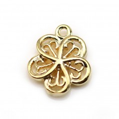 Gold plated brass "flash" charm, in a flower shape, 9 * 11mm x 6pcs