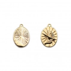 Medal pendant, 12x17mm, plated with "flash gold" on brass x 2pcs