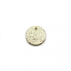 Breloque ronde plate "diamanté" plaquée doré sur laiton, 8mm x 8pcs