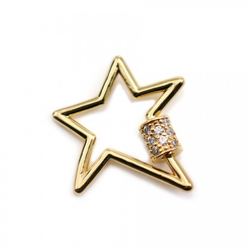 Fecho de rosca, em forma de estrela, com zircões, banhado a ouro por "flash" em latão x 1pc