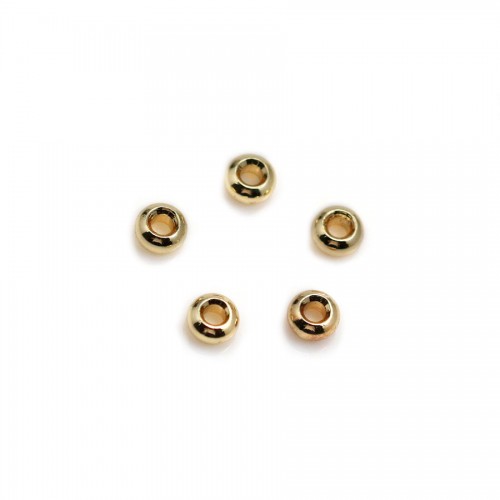Spacer bead, in the shape of a roundel 2x4mm, plated by "flash" gold on brass x 10pcs