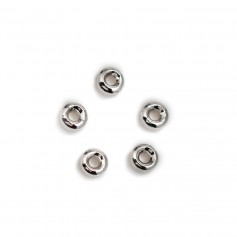 Perla rotonda 2x4 mm, placcata argento su ottone x 10 pezzi