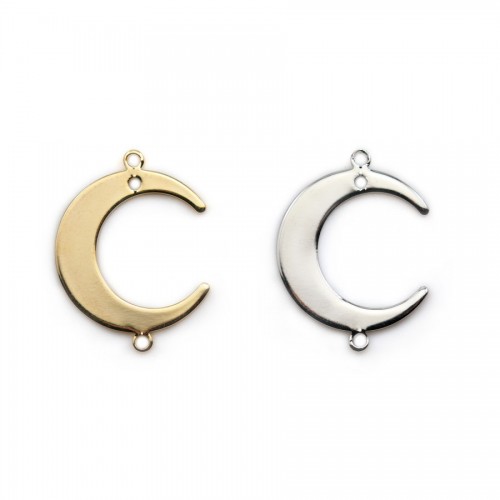 Half moon shaped spacer, in size of 16.5x18mm, plated with "flash" gold on brass x 4 pcs