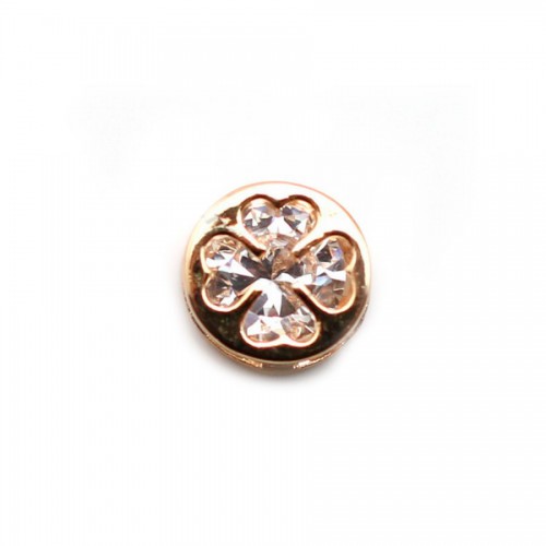 Spacer clover zirconium plated by "flash" gold on brass 8mm x 2pcs
