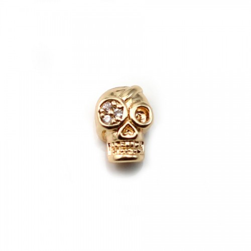 Skull Plated by "flash" gold on brass 5.5x8mm x 1pc