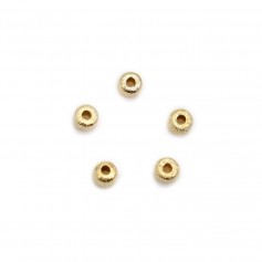 Perla brillante redonda 4x2.8mm, chapada en oro por "flash" sobre latón x 10pcs
