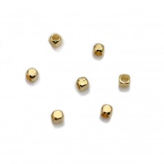 Spacer cube-shaped 2.5mm, plated by flash "gold" on brass x 15pcs