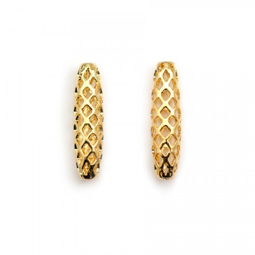 Tube plated filigreed by "flash" Gold on brass 5.5x21mm x 2pc