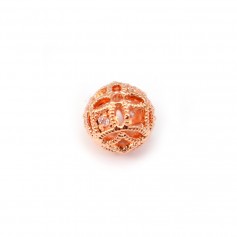  openwork ball with oxides of zirconium by "flash" Gold pink on brass 8mm x 1pc