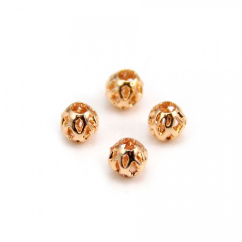 Perles ajourée doré à l'or fin sur laiton 3.5mm x10pcs