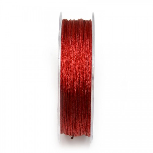 Fil polyester de couleur rouge pailleté 0.8mm x 29m
