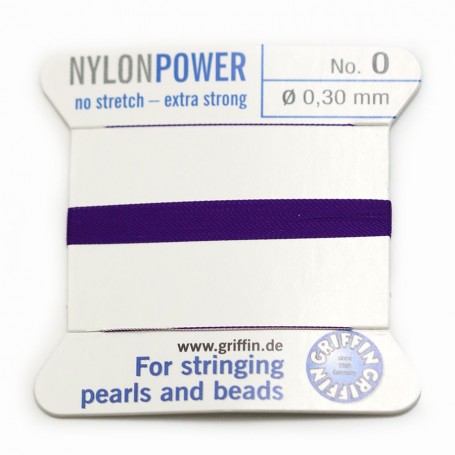 Nylon power wire with needle included, in violet color x 2m