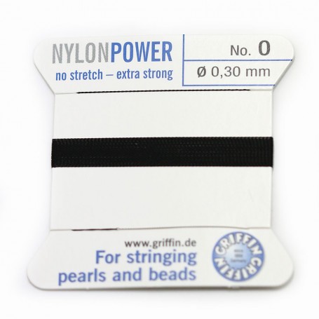 Fil power nylon avec aiguille inclus, de couleur noire x 2m