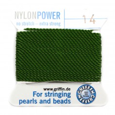 Hilo de nylon con aguja incluida, color oliva x 2m
