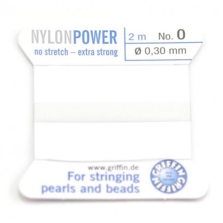 Nylon power wire with needle included, in garnet color x 2m