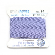 Nylon power wire with needle included, in lilac color x 2m