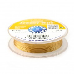 Stringing wire 19 Strand soft flexible 24k gold plated 0.35mm x 9.15m