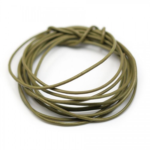 Wire on leather, on khaki color, 1.5mm x 1m