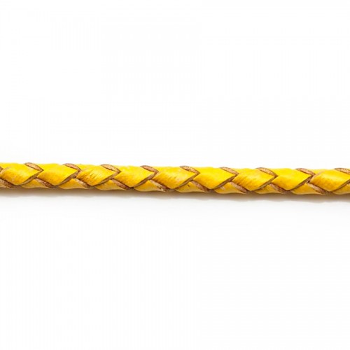 Cordón de cuero trenzado dorado de 3,0 mm x 50 cm