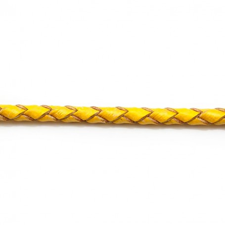 Golden Braided leather cord 3.0mm x 50cm