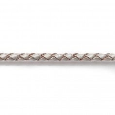 Cordón de cuero trenzado gris claro de 3,0 mm x 50 cm