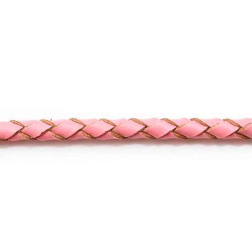 Cordón de cuero trenzado rosa 3.0mm x 50cm