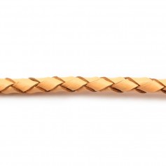 Cordón de cuero trenzado Marrón claro 3,0mm x 50cm