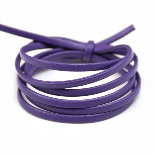 Synthetic leather, in flat shape, in violet color, 3mm x 90cm