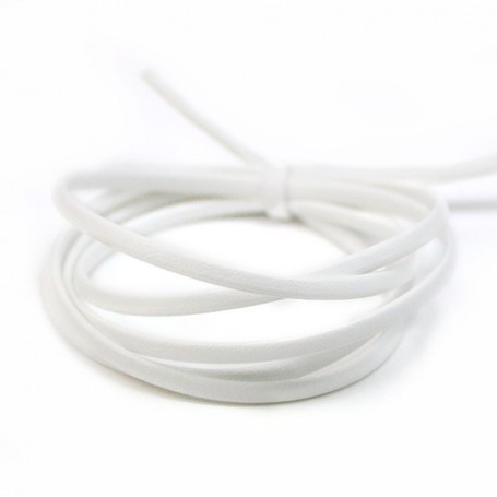 Synthetic leather, in flat shape, in white color, 3mm x 90cm