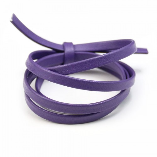Synthetic leather, in flat shape, in iridescent violet color, 5mm x 90cm