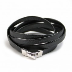 Synthetic leather, in flat shape, in black color, 5mm x 90cm