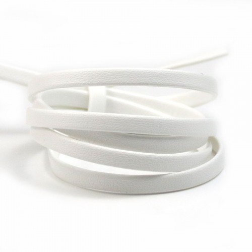 Synthetic leather, in flat shape, in white color, 5mm x 90cm