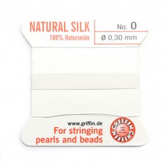 Silk bead cord 0.35mm white x 2m