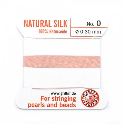 Hilo de seda de 0,3 mm unido a una aguja rosa claro x 2m