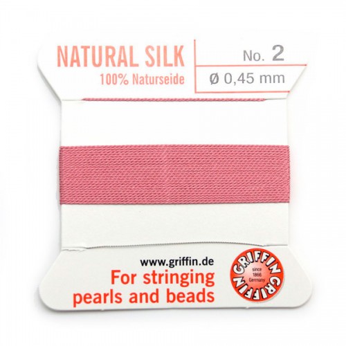 Silk bead cord 0.45mm dark pink x 2m