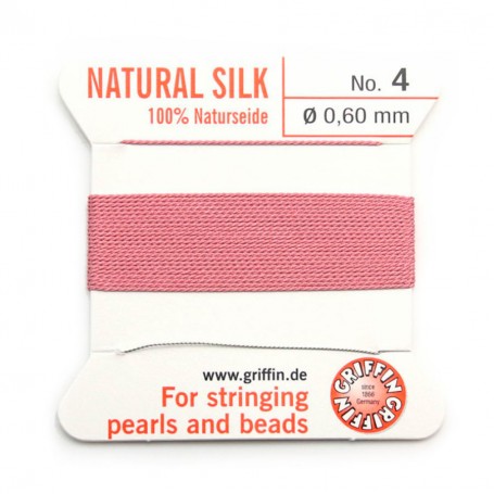 Silk bead cord 0.6mm dark pink x 2m