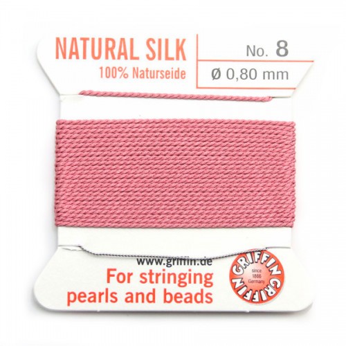 Silk bead cord 0.8mm dark pink x 2m