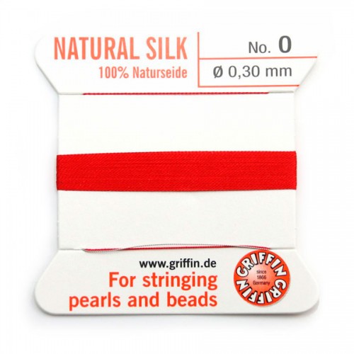 Silk bead cord 0.3mm red x 2m