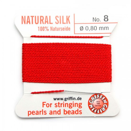 Silk thread 0.8mm red x 2m