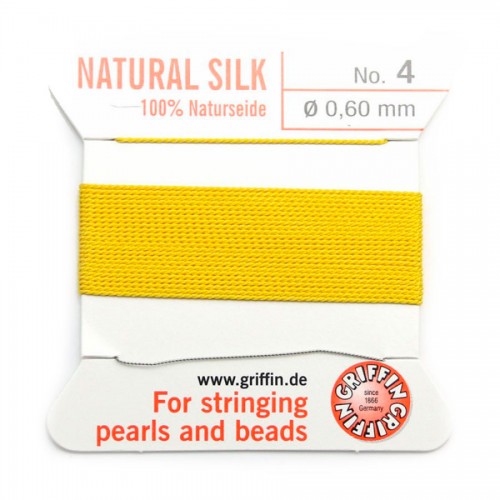 Silk bead cord 0.6mm yellow x 2m