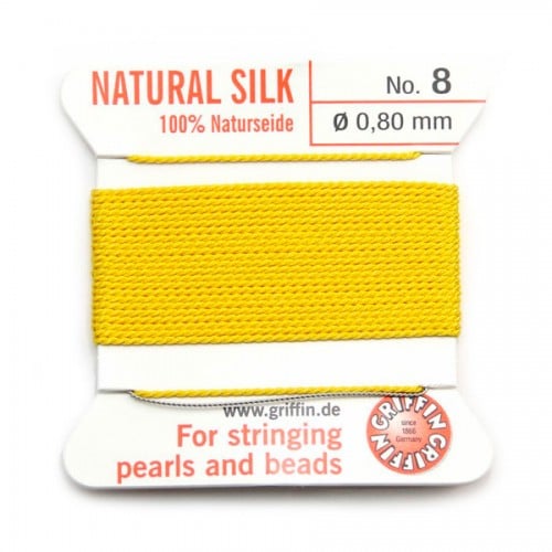 Silk bead cord 0.8mm yellow x 2m