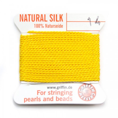 Silk bead cord 1.02mm yellow x 2m