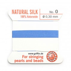 Silk bead cord 0.3mm bleu x 2m