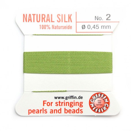 Silk bead cord 0.45mm green jade x 2m