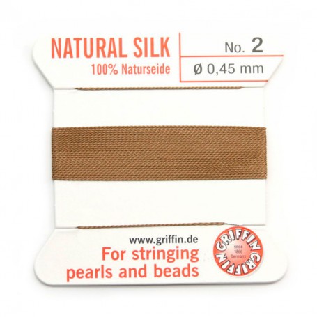 Silk bead cord 0.45mm beige x 2m