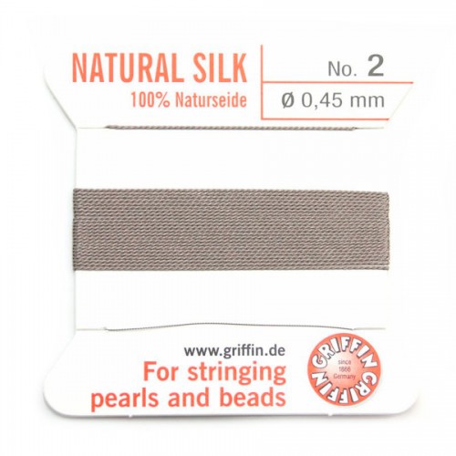 Silk bead cord 0.45mm gray x 2m